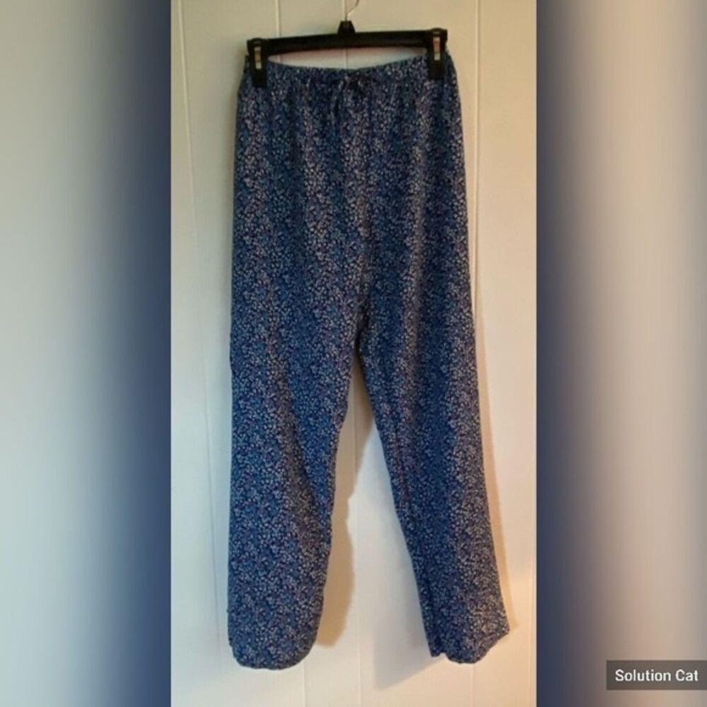 Old Broadway Garment Company Women’s Pants Small Blue Silky Flowers Boho Hippie